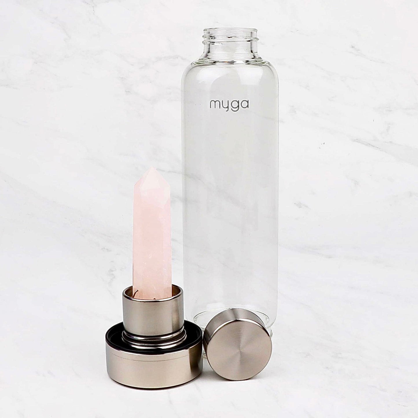 Rose Quartz Crystal Water Bottle
