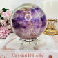 Huge 1.53KG Purple Fluorite Sphere with Rainbows on Stand