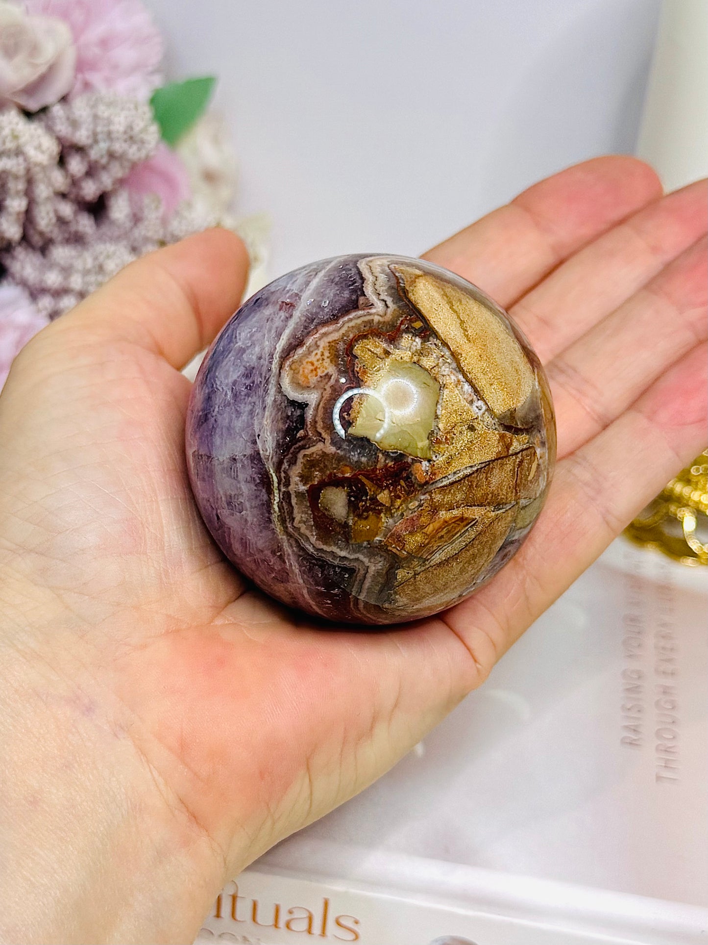 Crazy Lace Amethyst Sphere on Stand 273g