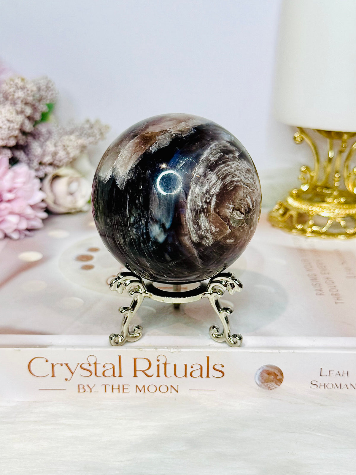 Large Purple Mica Flashy Sphere On Stand 393g