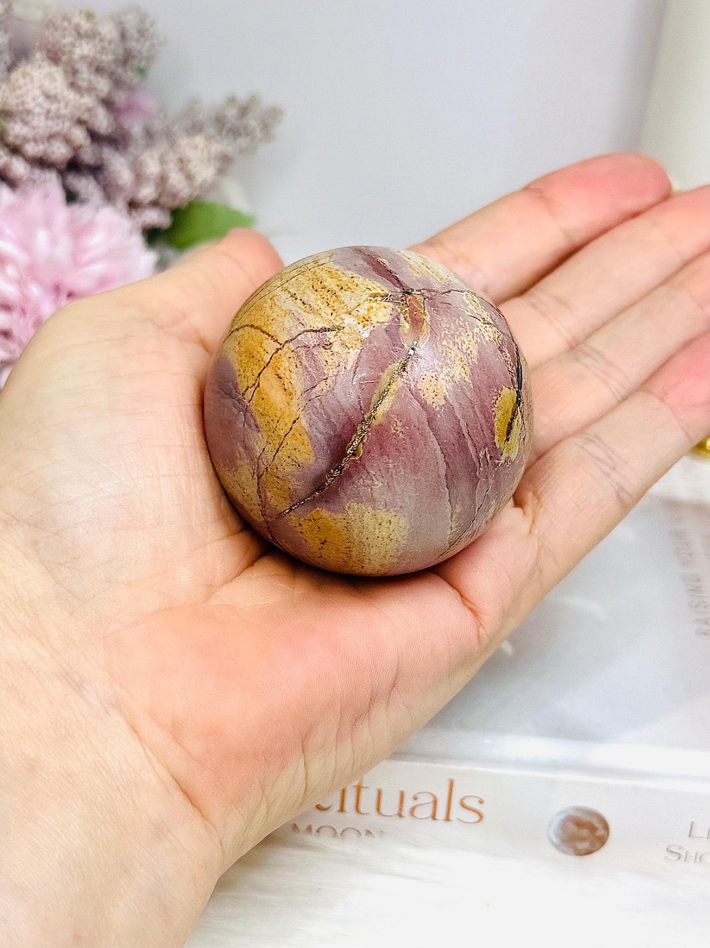 Indonesian Polychrome Agate Sphere on Stand 187g