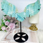 Caribbean Calcite Large Heart with Angel Wings On Stand