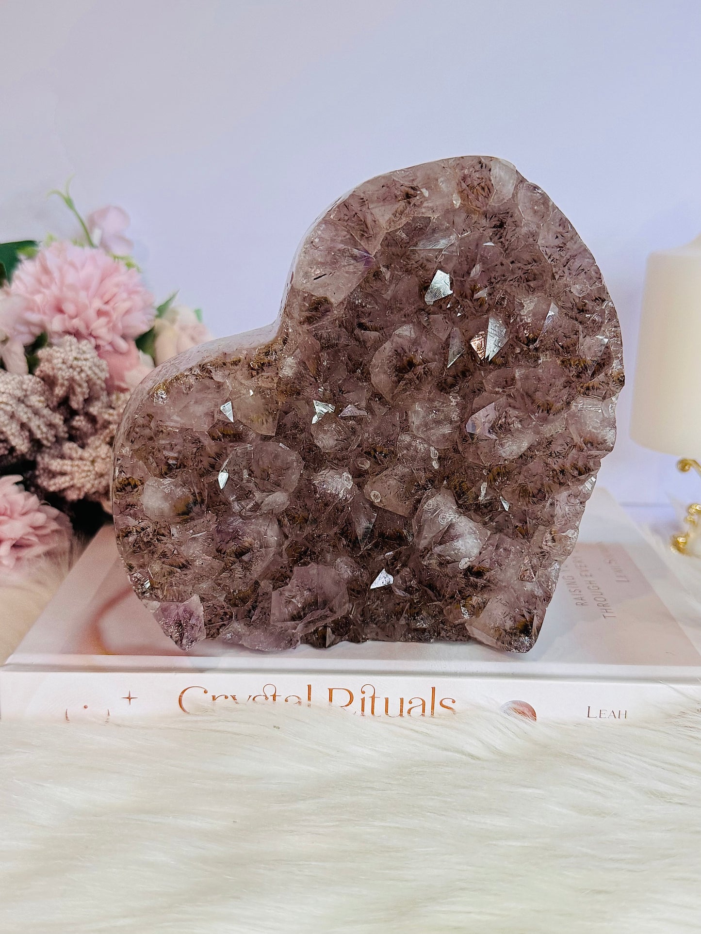 Huge 15cm 1.44KG Amethyst Cluster Carved Heart From Brazil