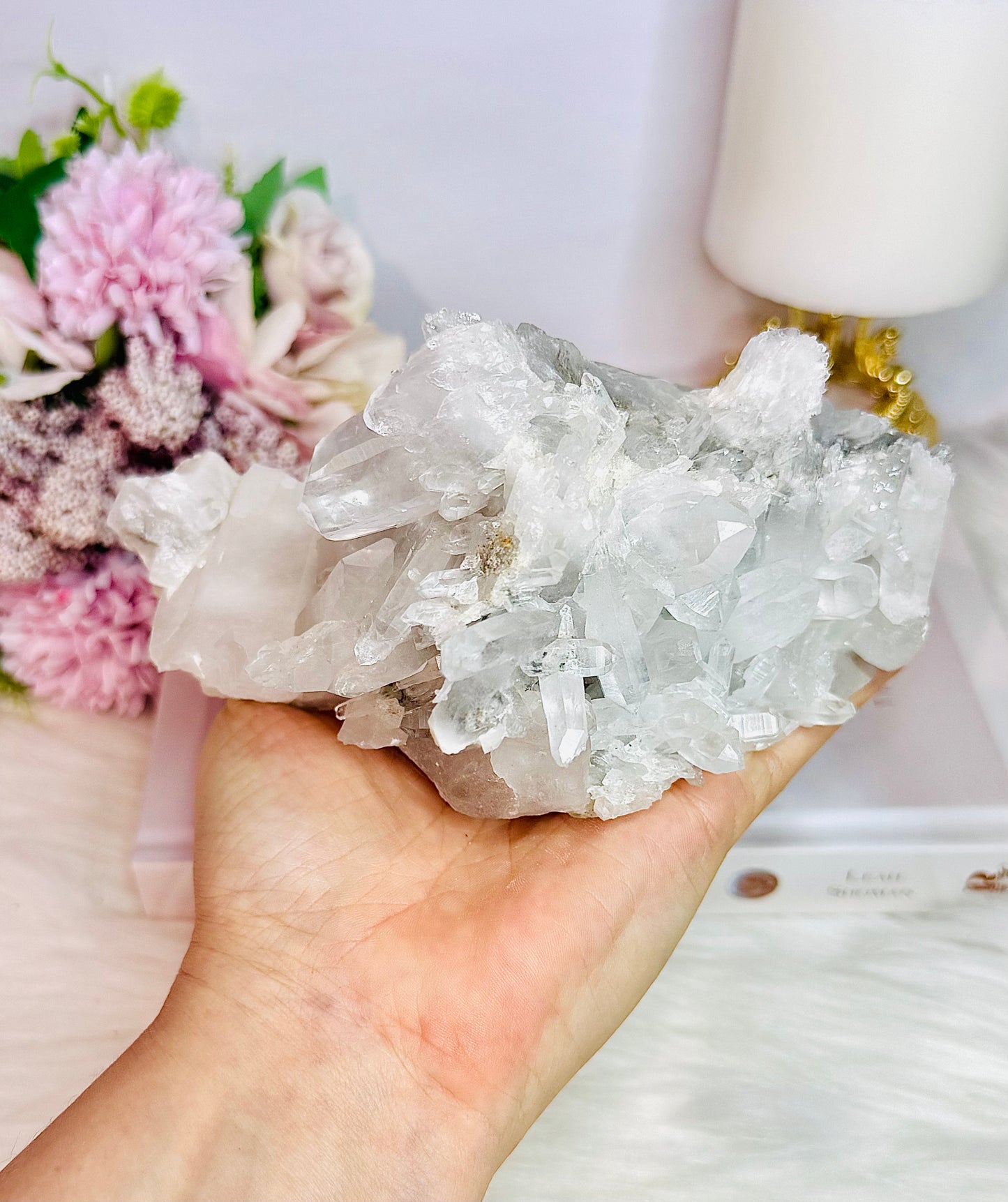 Wow!! Stunning Natural Clear Quartz Cluster Specimen From Brazil 15cm