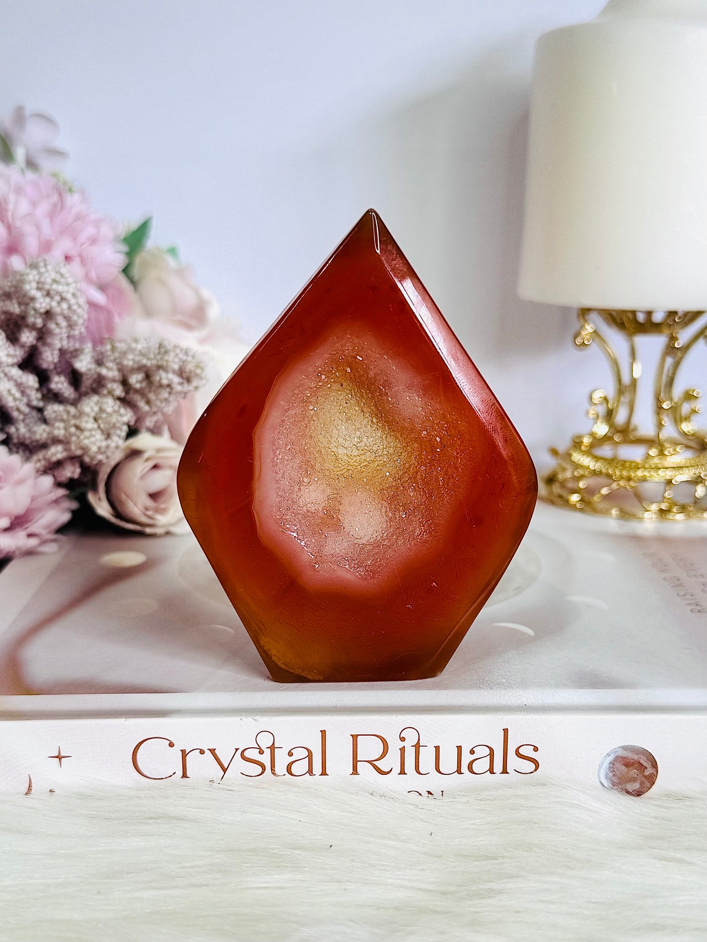 Beautiful 9.5cm Druzy Carnelian Flame | Freeform