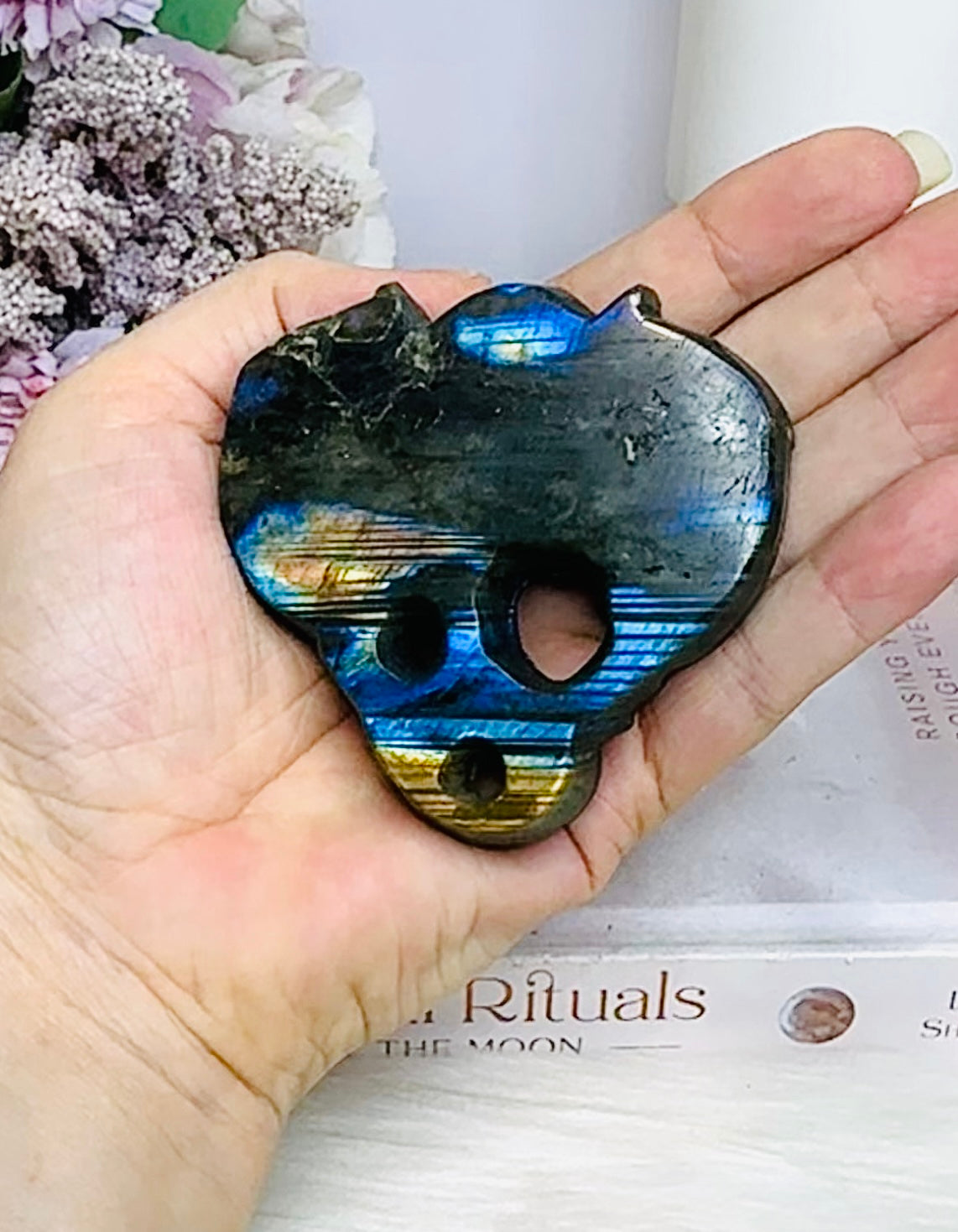 Labradorite Carved Dragon 7cm On Stand