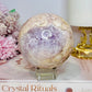 Large Rare Amethyst X Flower Agate Sphere On Stand 710g