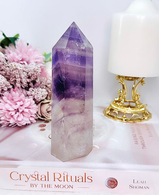 Absolutely Gorgeous Tall Chunky 13cm Purple Fluorite Tower with Amazing Clarity Truly Beautiful