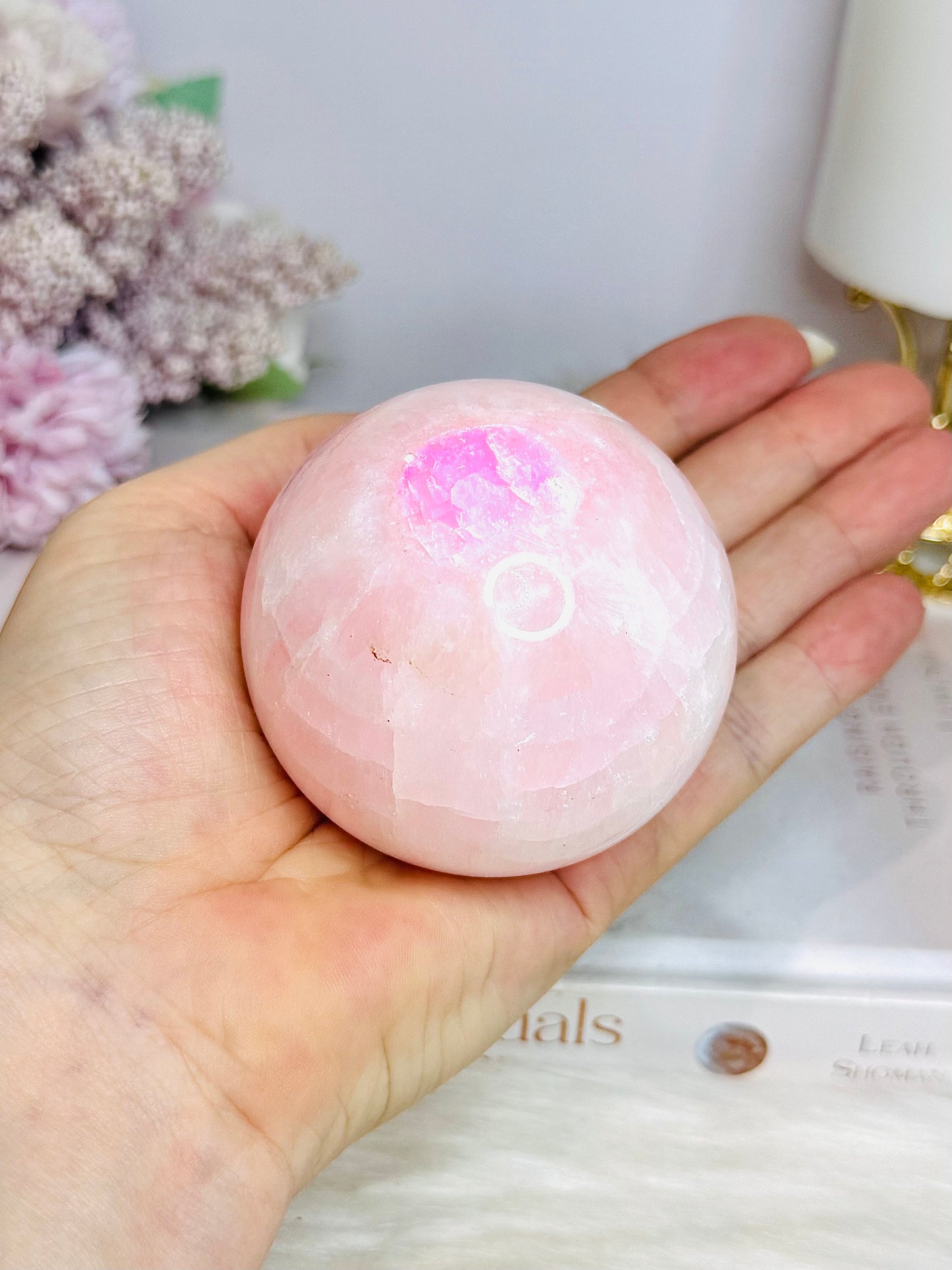 Pink Aragonite Sphere on Stand 367g