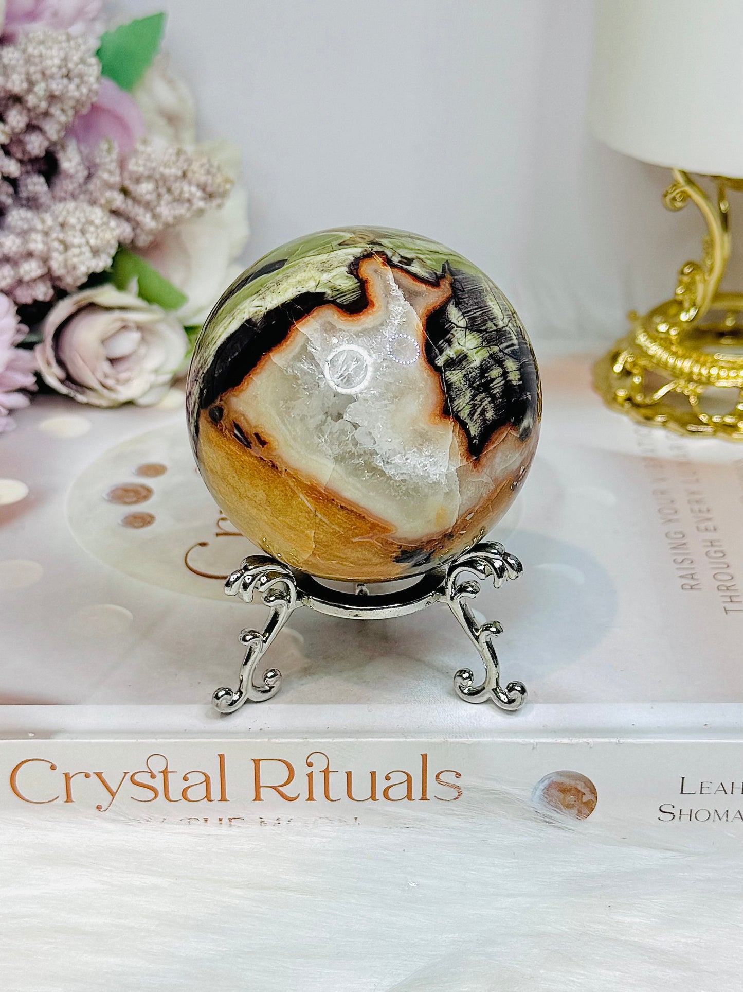 Money Agate Sphere on Stand 278g