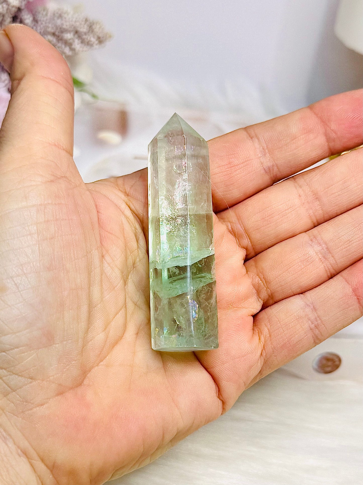Watermelon Fluorite Tower Full of Rainbows 7cm