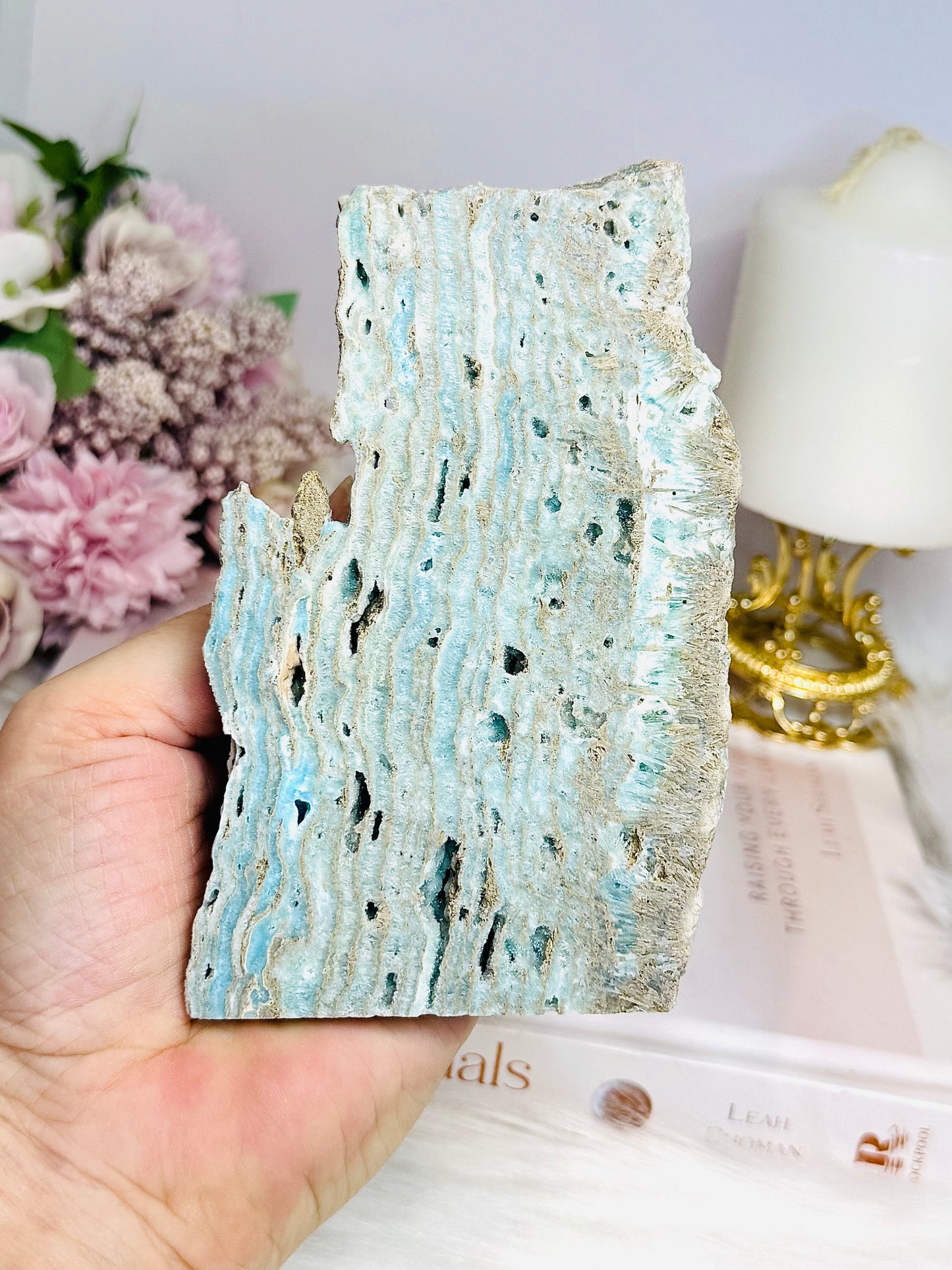 Natural Blue Hemimorphite Slab on Stand 13.5cm