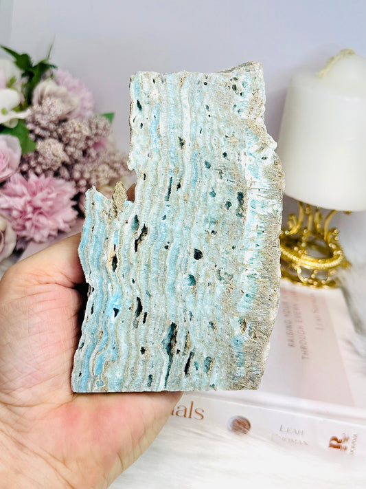 Natural Blue Hemimorphite Slab on Stand 13.5cm