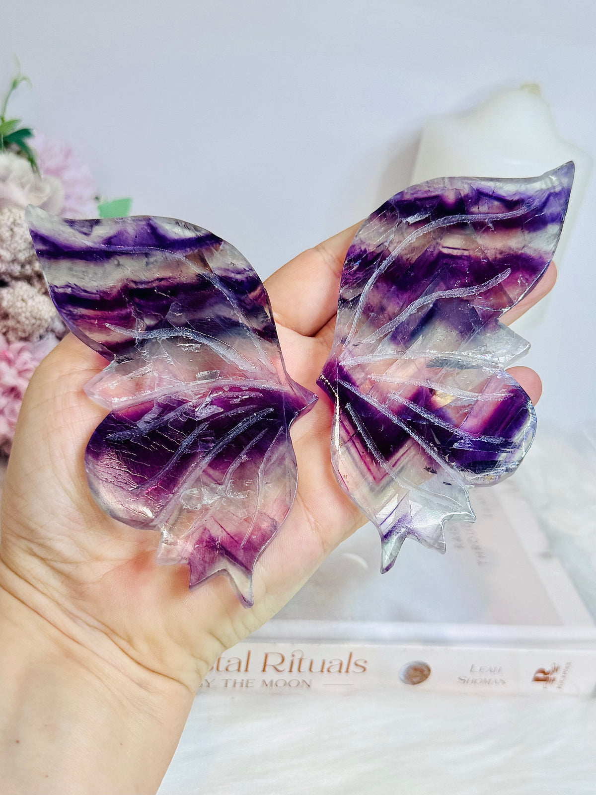 Fluorite Butterfly Wings With Rainbows 19cm