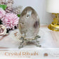 Large Quartz Egg On Stand with Rainbows 280g