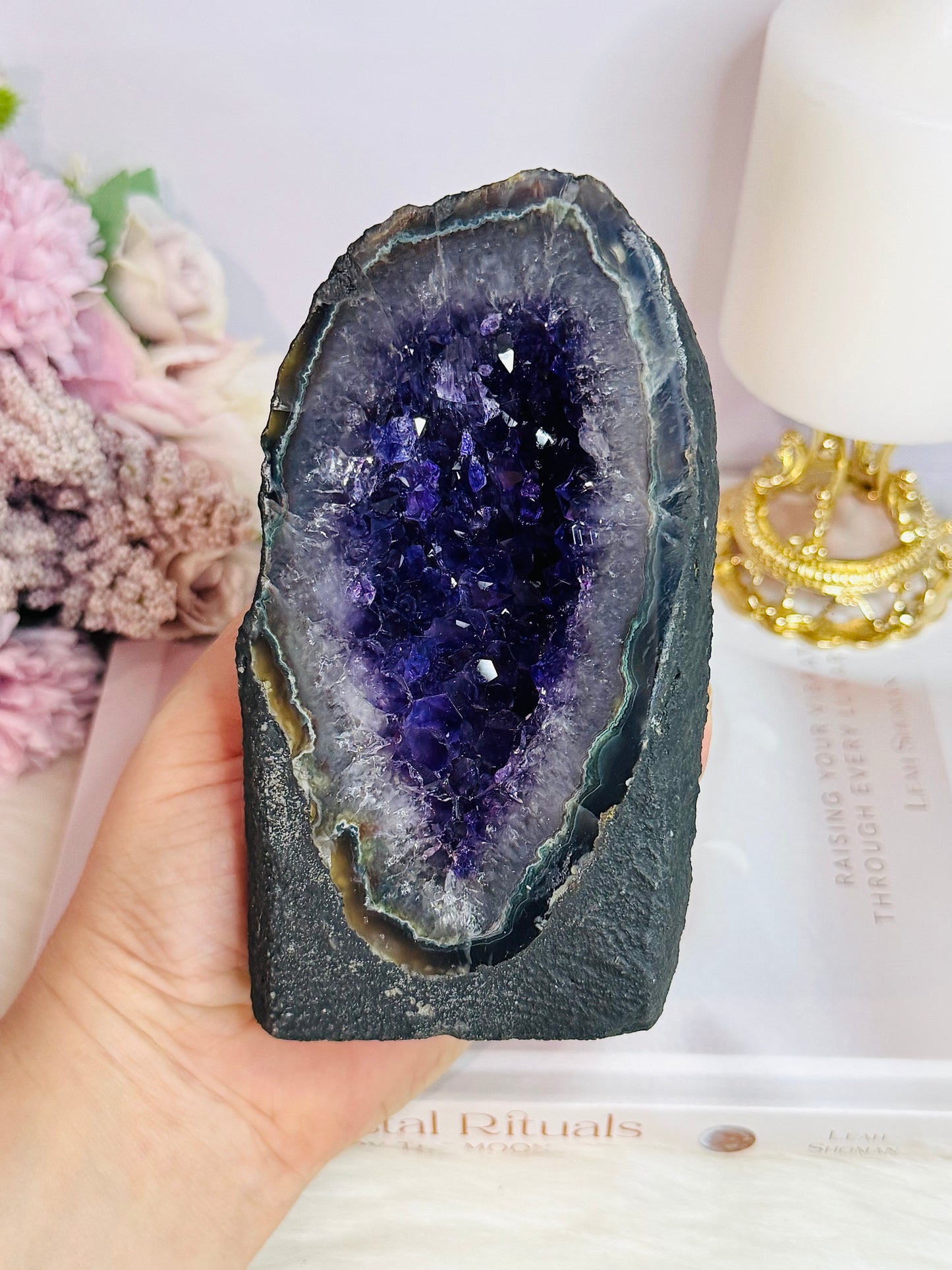 High Grade Divine Deep Purple Large Amethyst Cathedral From Brazil 703grams 14cm