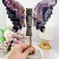 Stunning Large 24cm Chevron | Dream Amethyst Wings on Owl Stand