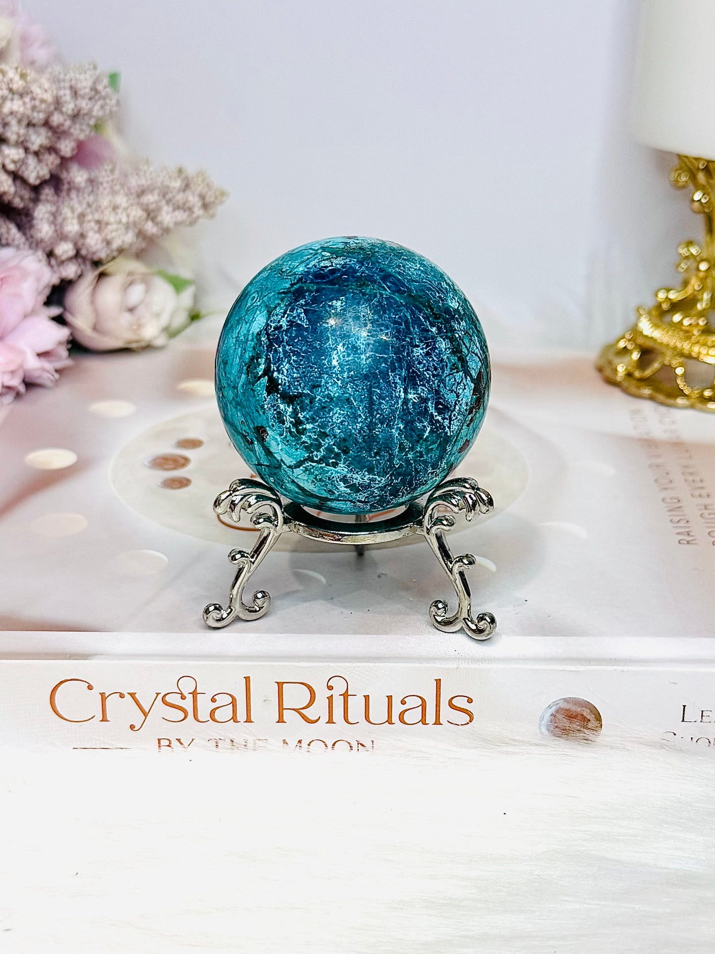 High Grade Chrysocolla Sphere on Stand 181g