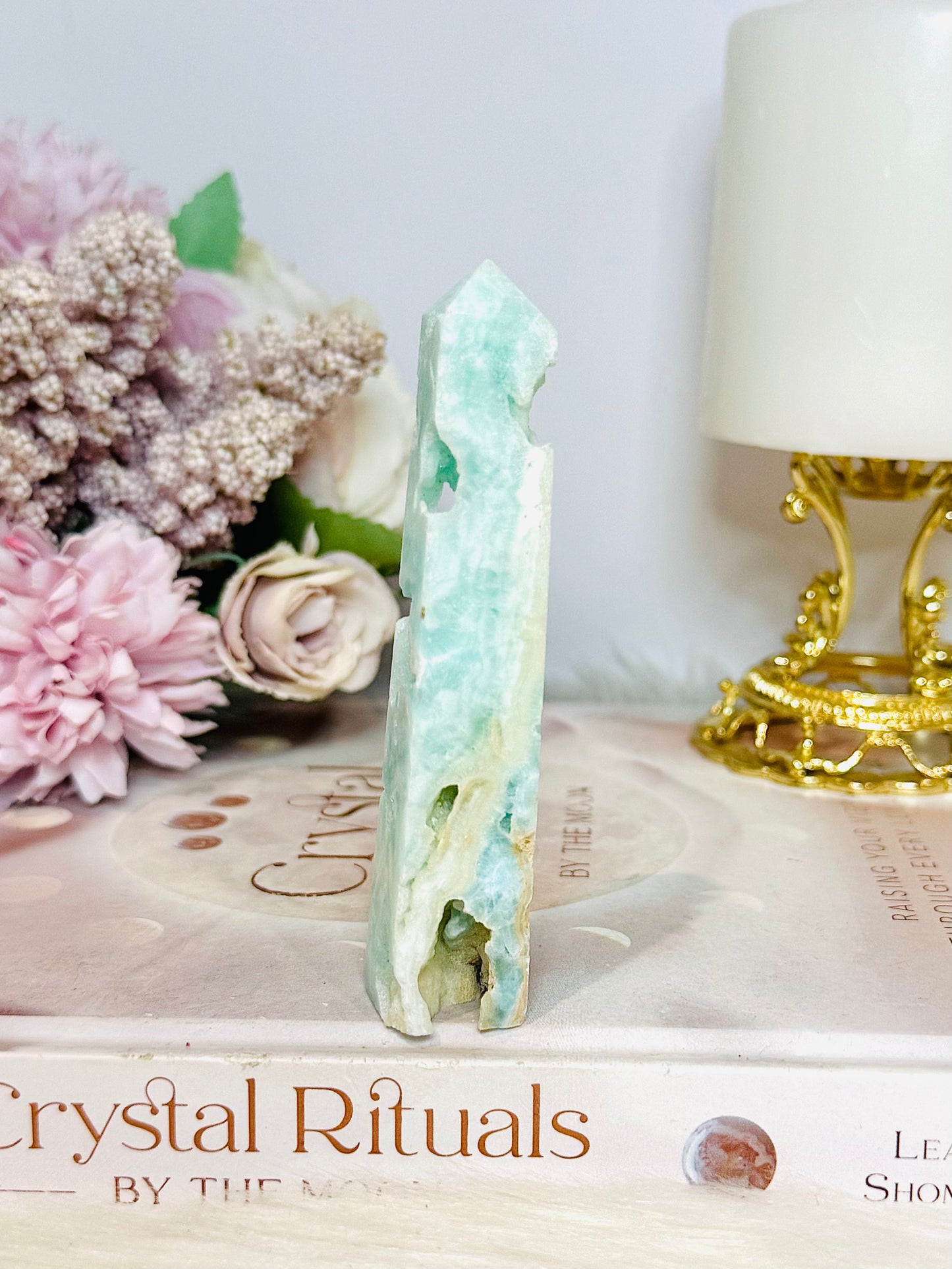 Hemimorphite Druzy Tower 10cm