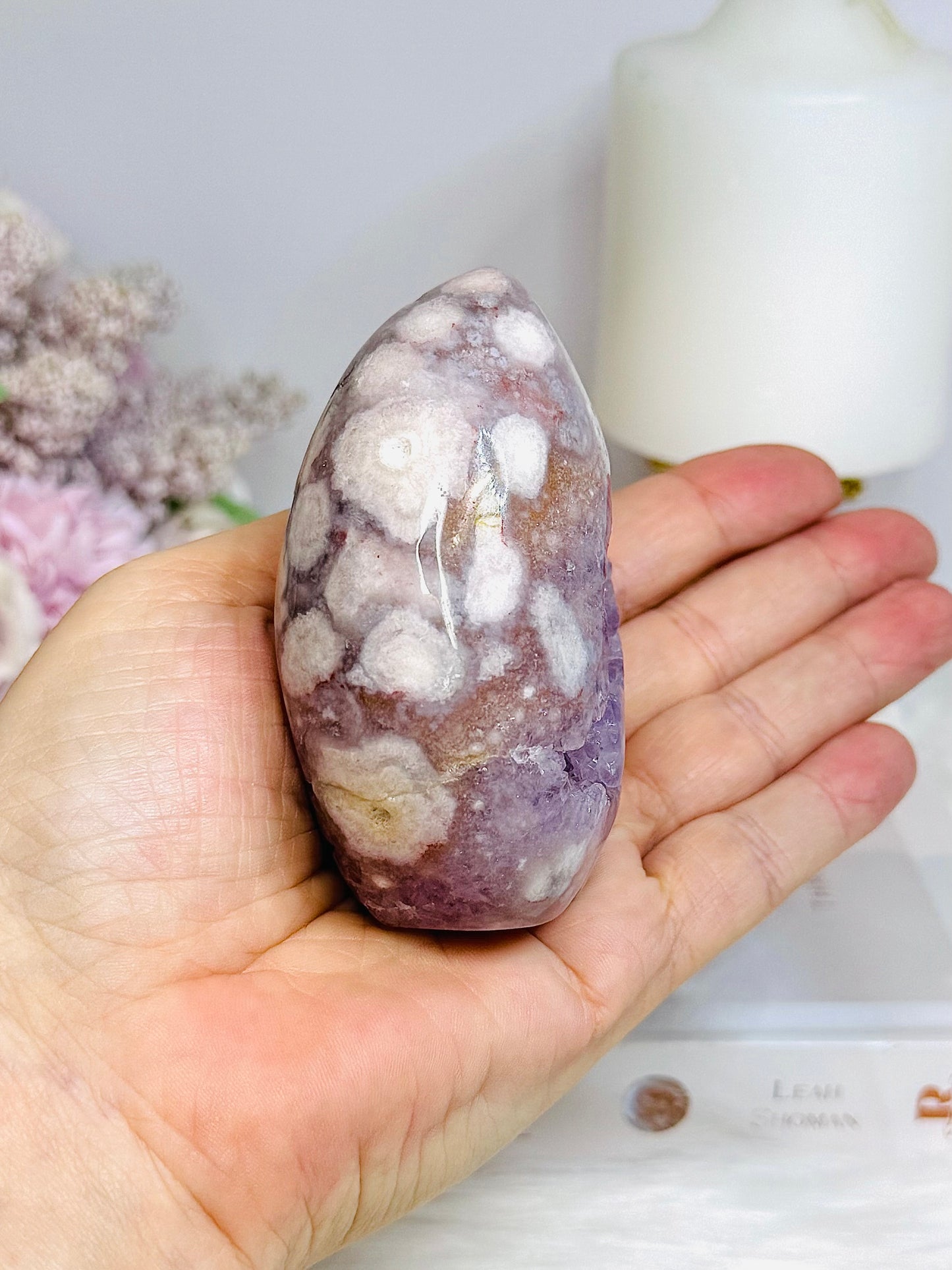 Pink Amethyst X Flower Agate Small Druzy Freeform 8.5cm 260g