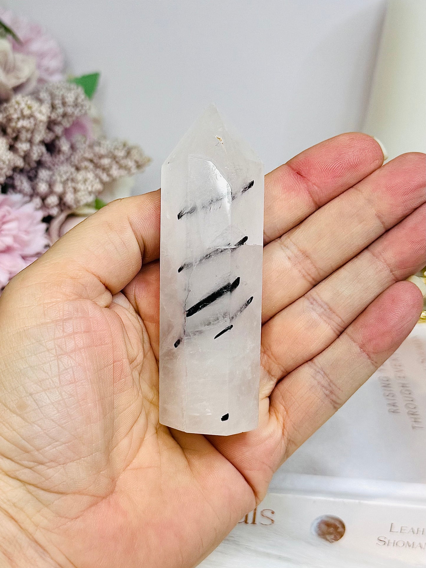 Black Tourmaline In Quartz Chunky Tower 9cm