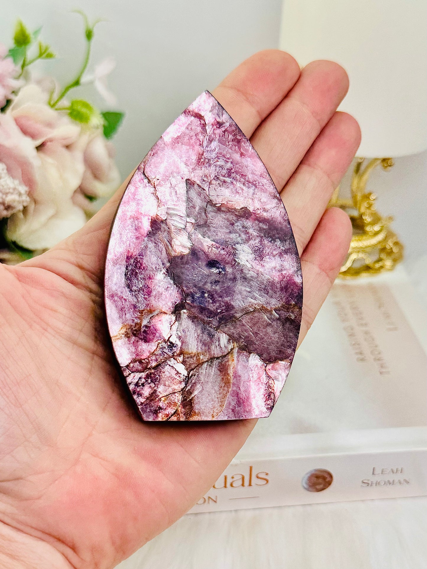 Natural High Grade Purple Mica Carved Flame 9cm