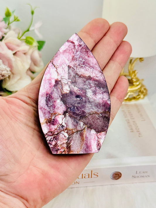 Natural High Grade Purple Mica Carved Flame 9cm