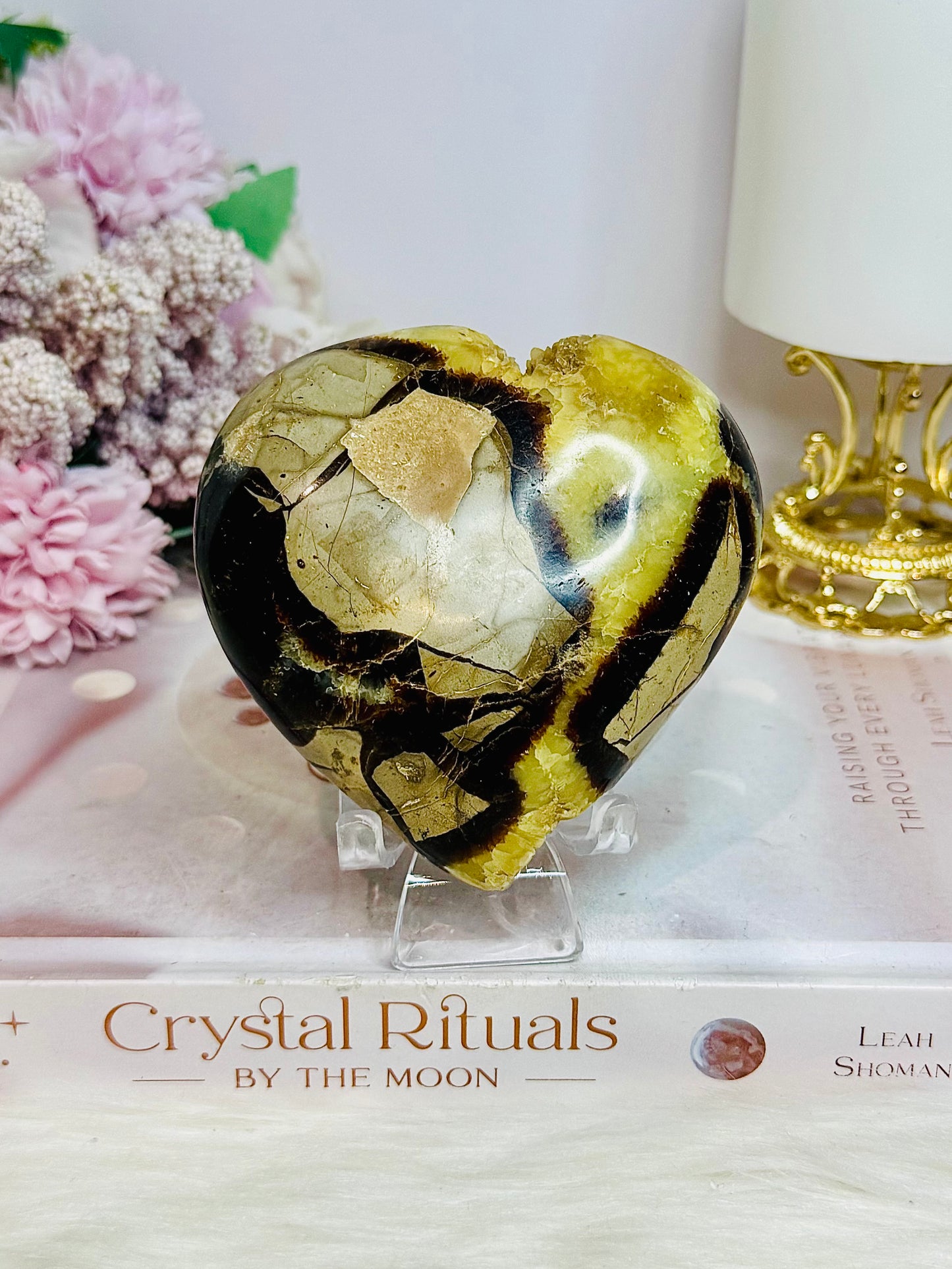 Large Septarian Druzy Sphere on Stand 373g