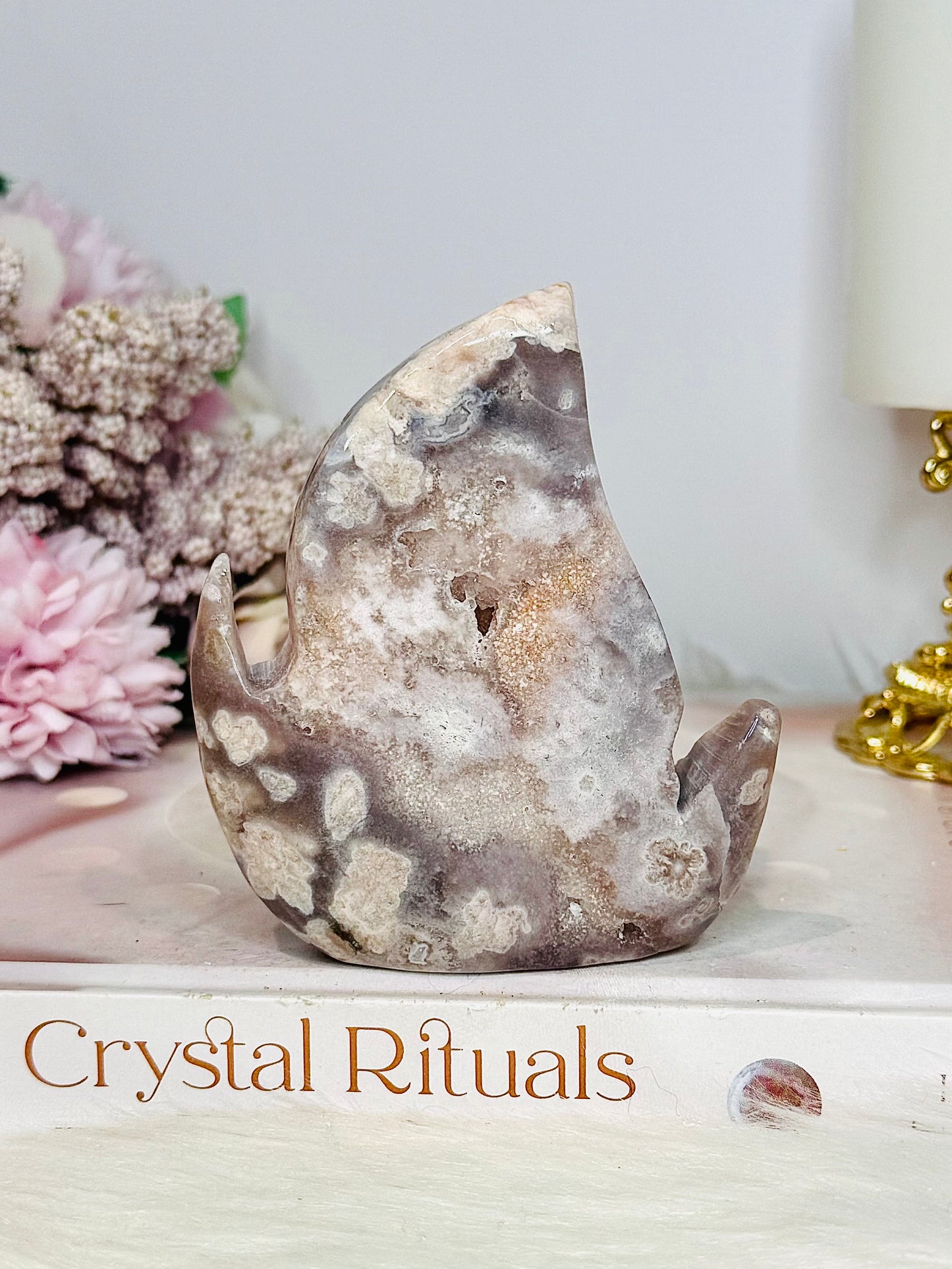 Druzy Flower Agate Fire Flame 10cm