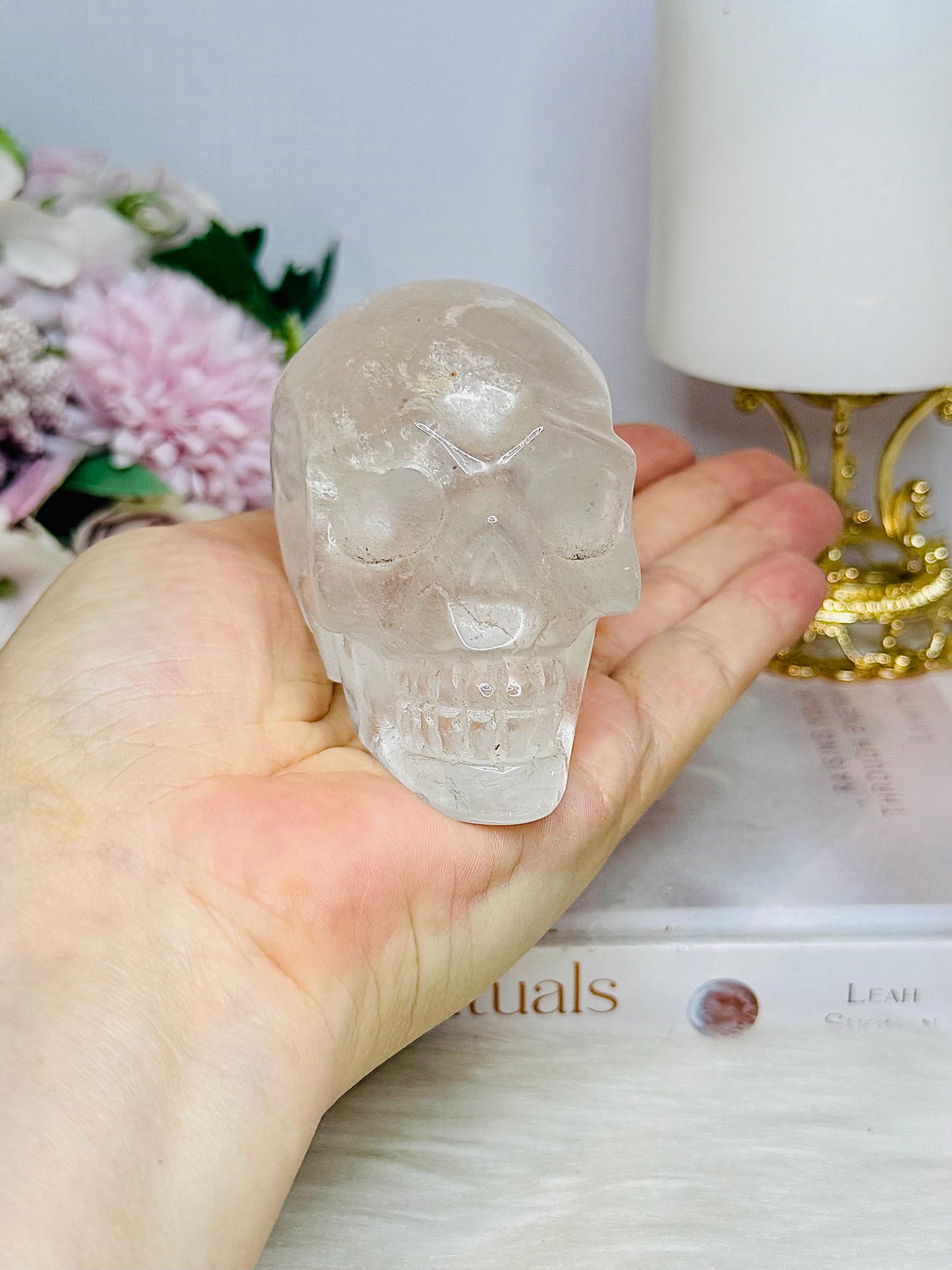 Clear Quartz Carved Skull 306g 7.5cm