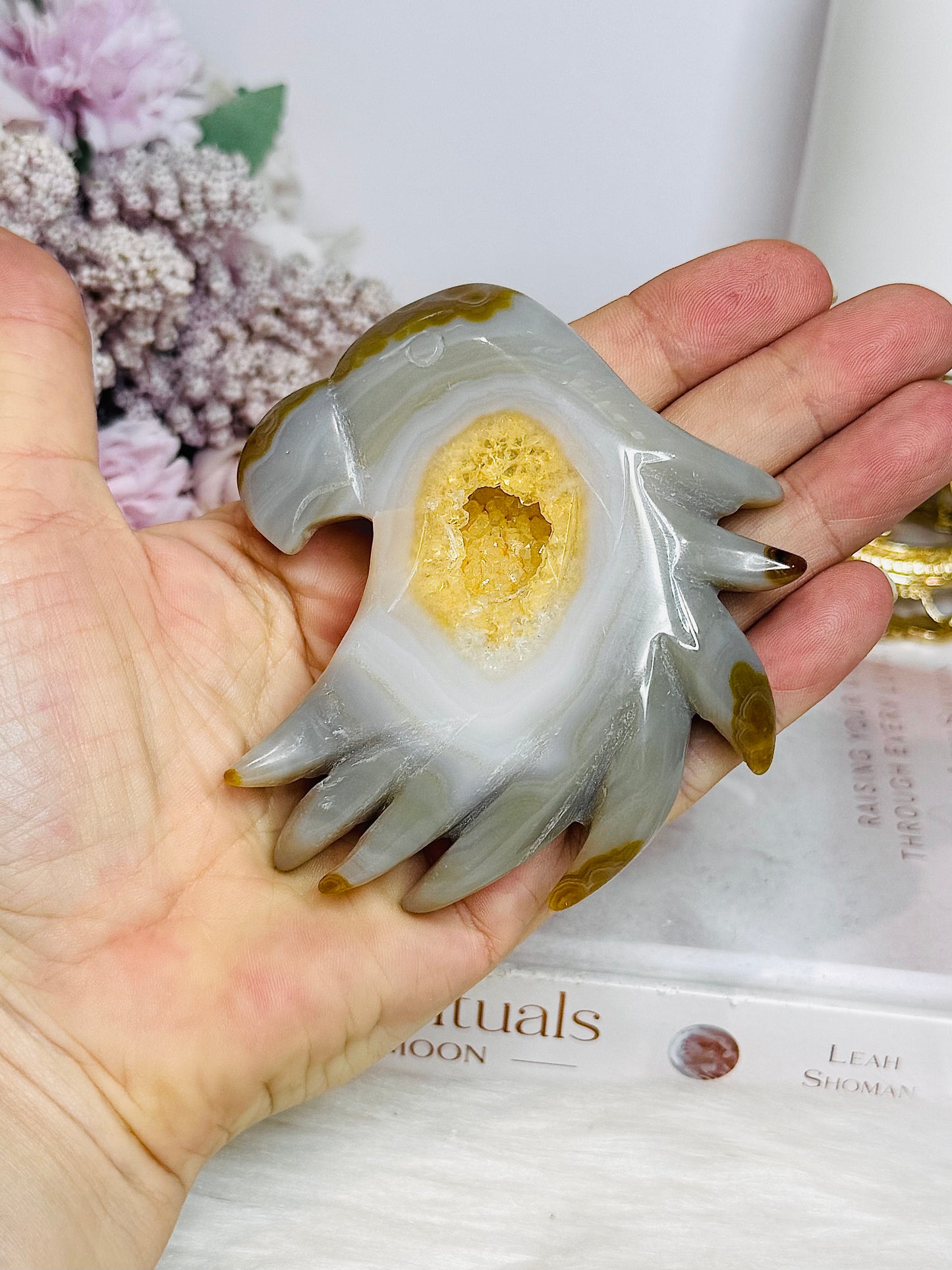 Chunky Druzy Agate Eagle On Stand 9cm