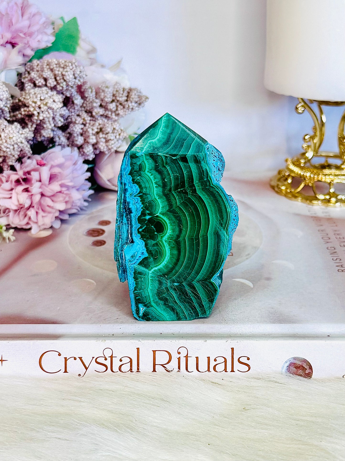 Natural 8cm Chrysocolla with Malachite Polished Slab | Freeform