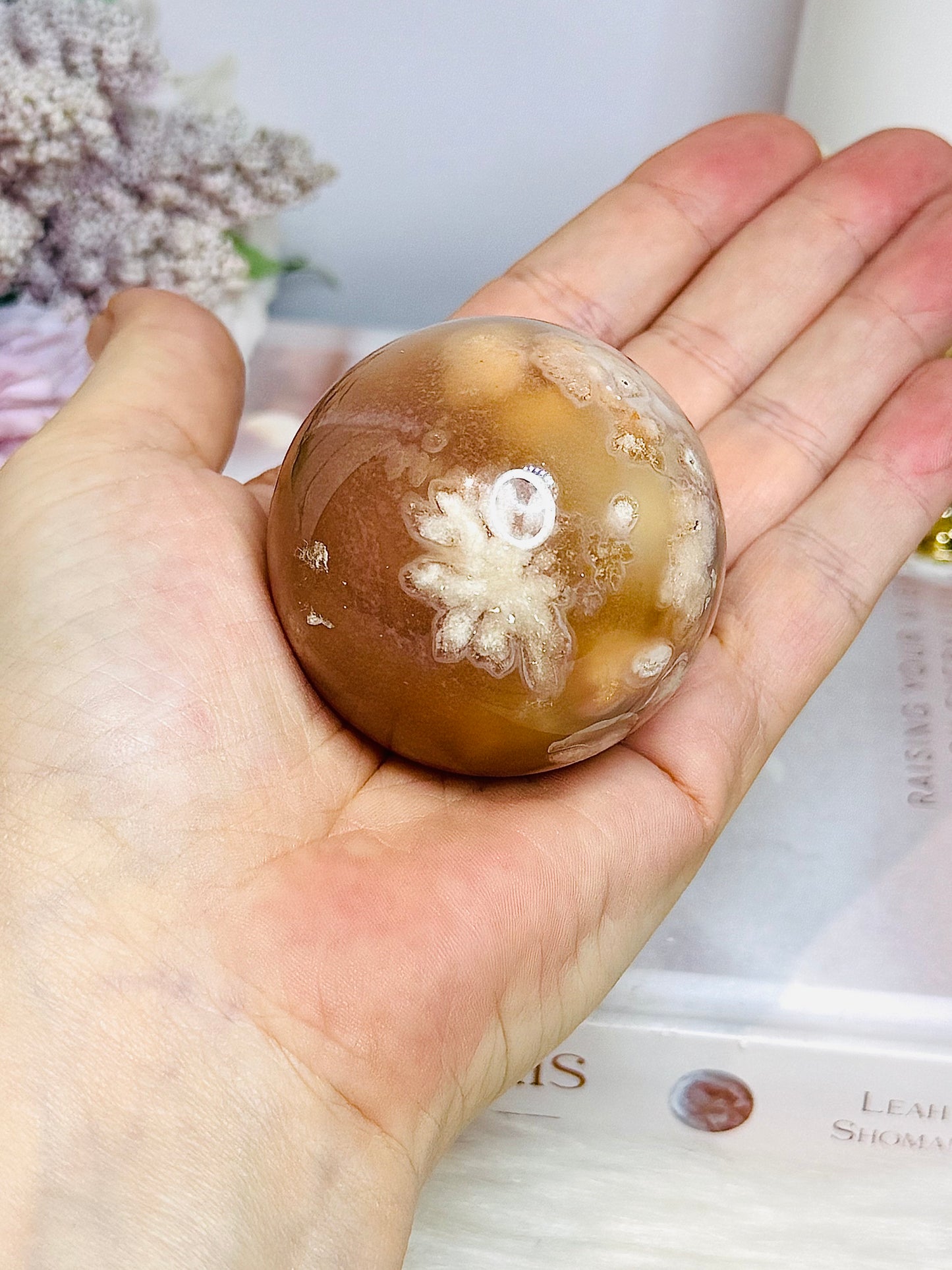 Flower Agate Sphere on Stand 192g