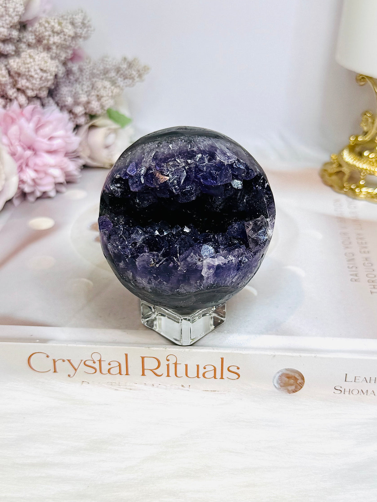 Druzy Amethyst Sphere on Stand 279g