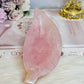 Large Chunky Rose Quartz Carved Leaf Bowl 15cm 410g