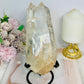 High Grade Clear Quartz Twin | Double Tower with Rainbows on Stand 18.5cm 961g