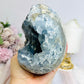 Huge Deep Blue Celestite Cluster Egg On Stand 1.8KG