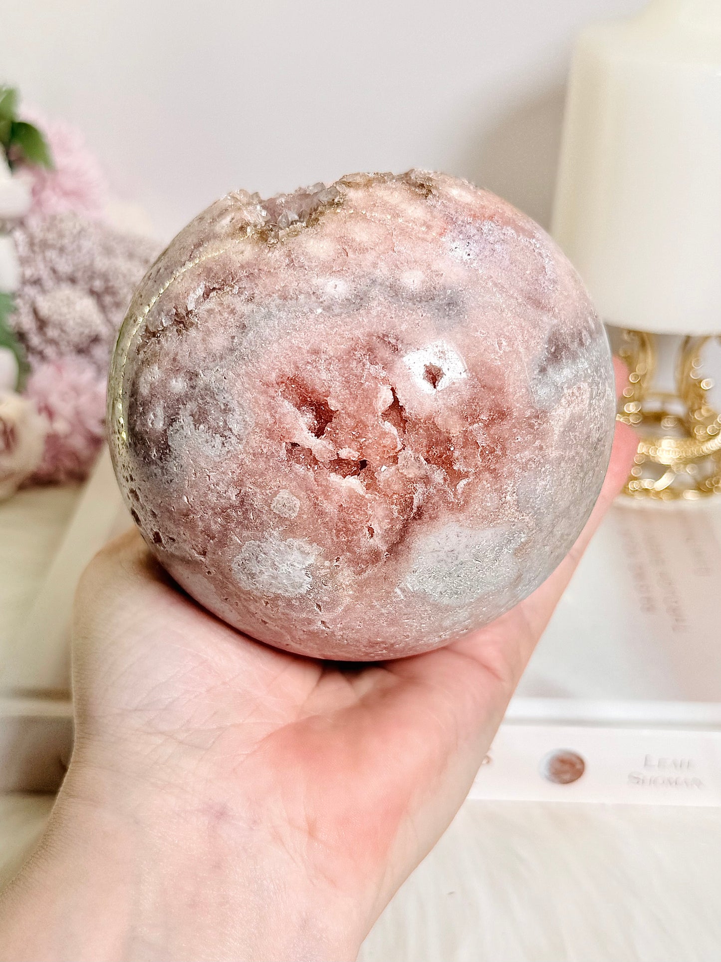 The Pink Amethyst QUEEN ~ Divine Large 10.5cm 1.2KG Druzy Pink Amethyst Sphere on Stand with Stunning Crystallisation