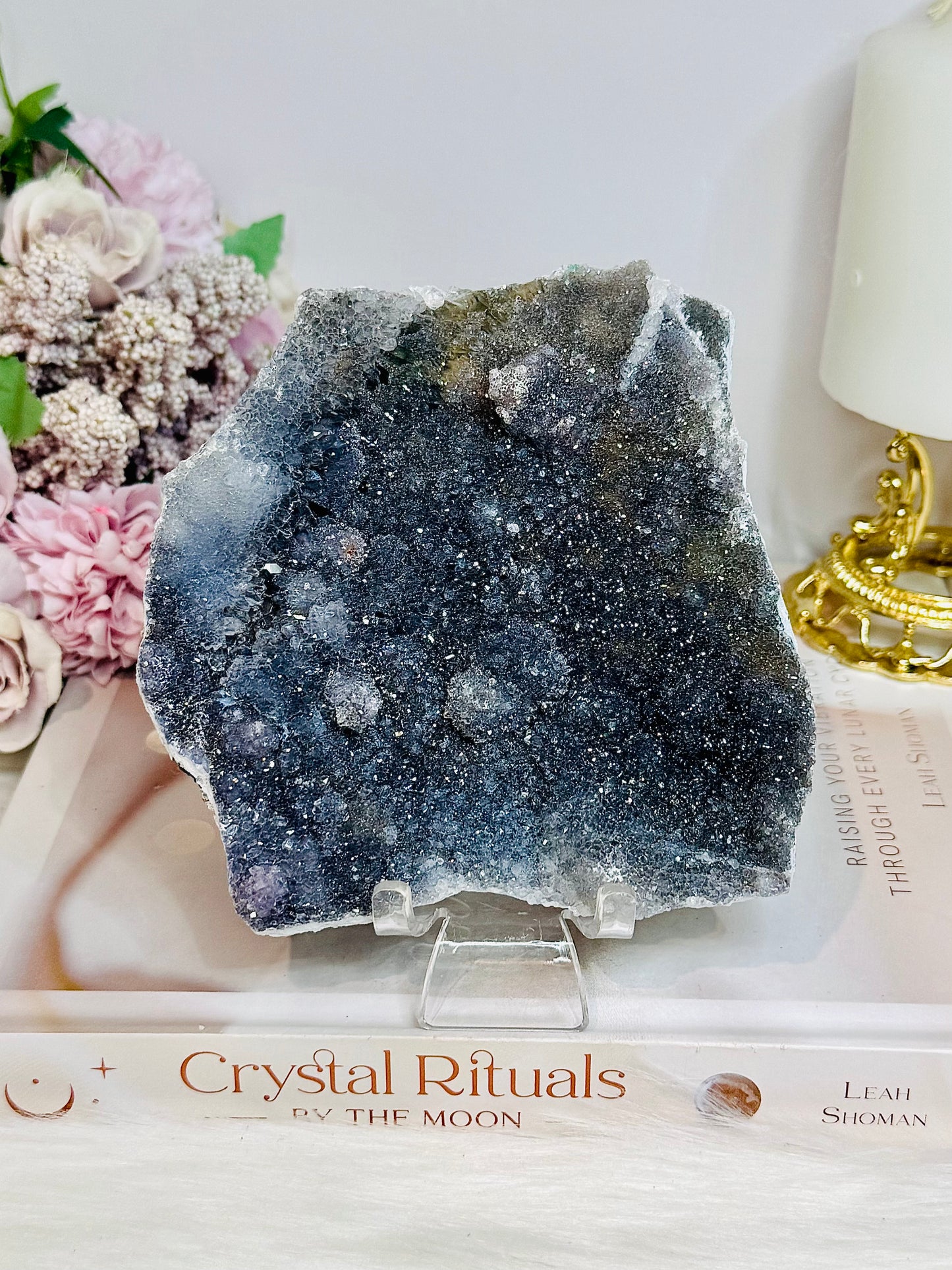 Natural Zeolite (Flower Amethyst) Slab on Stand 11cm