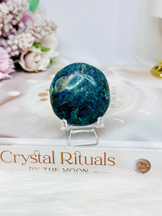 Blue Apatite Palm Stone (stand is display only)