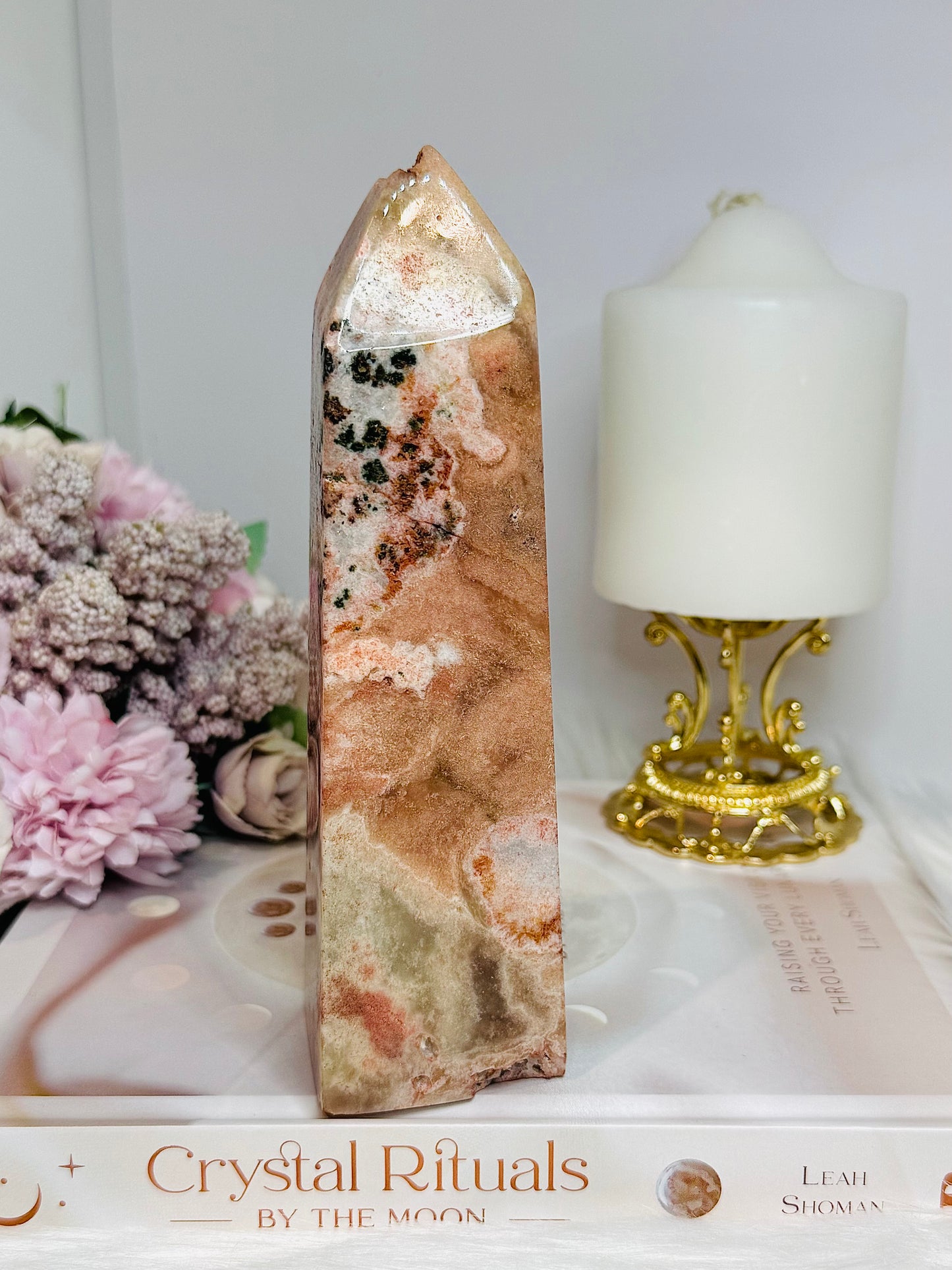 Large Chunky Pink Amethyst Tower 16.5cm 619g (Reduced as chip is imperfect)