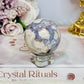 Rare Blue Flower Agate Sphere on Stand 152g