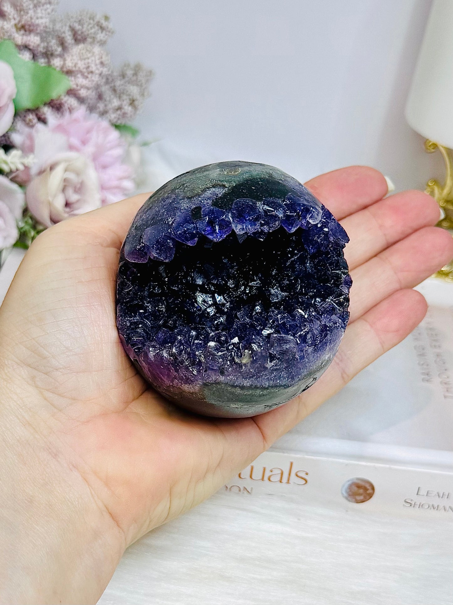 Large Druzy Amethyst Sphere on Stand 386g