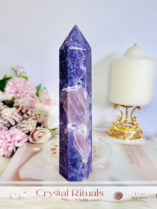 Stunning Natural Lepidolite Carved Tower 17.5cm