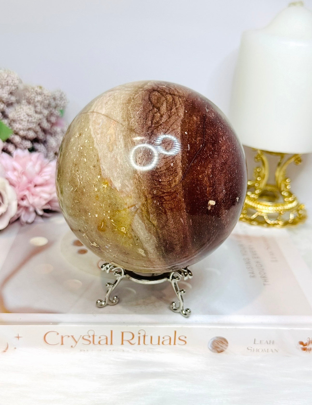 Large Chocolate Calcite Sphere On Stand 1.3KG