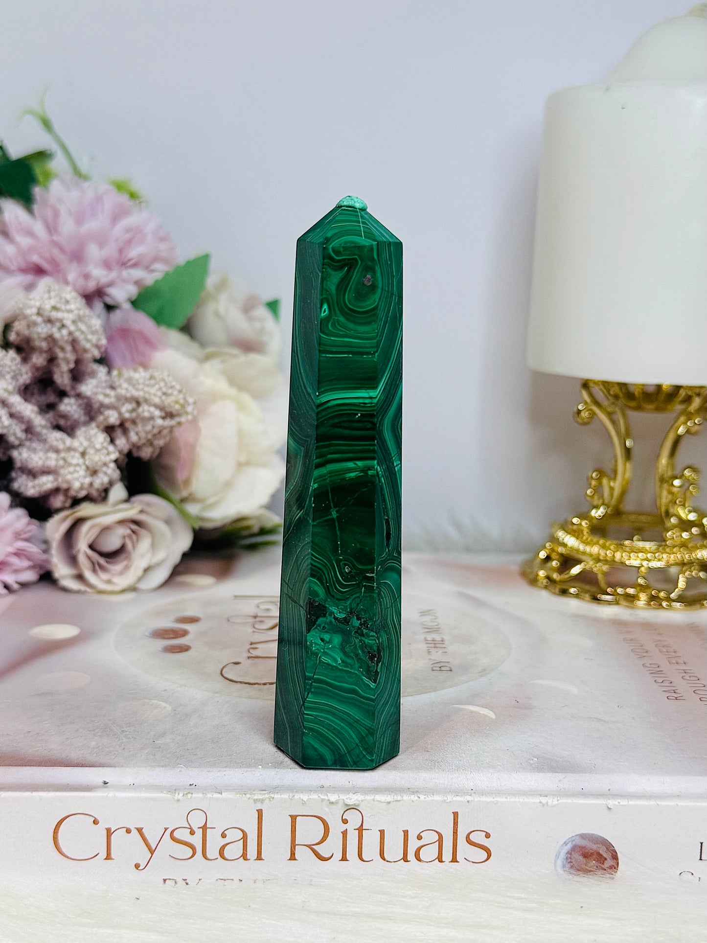AAA High Grade Natural Malachite Tower From Congo 10.5cm