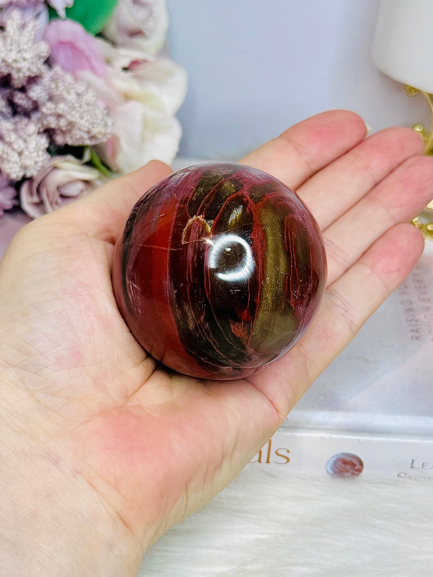 Petrified Wood Polished Sphere on Stand 276g