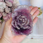 Large Purple Fluorite Carved Flower | Rose 11cm 360gram