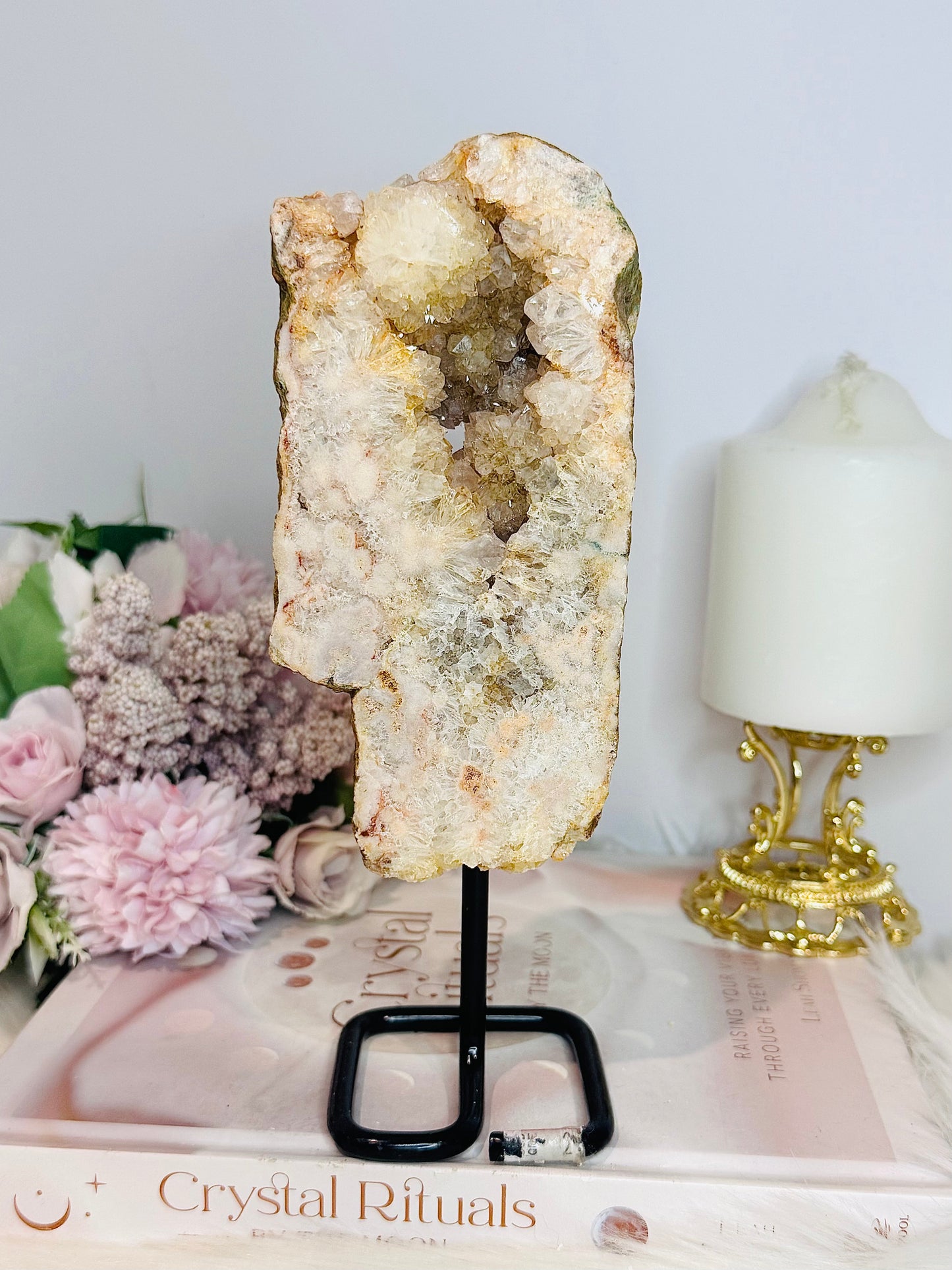Druzy Pink Amethyst Slab On Stand 20cm 685g