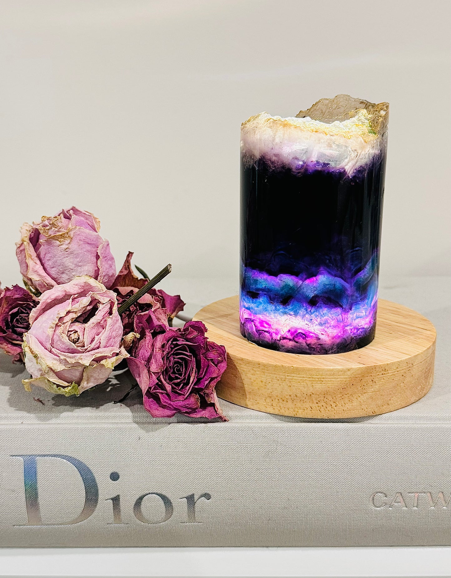 Stunning 10cm 411gram Colourful Fluorite Lamp on Light Stand